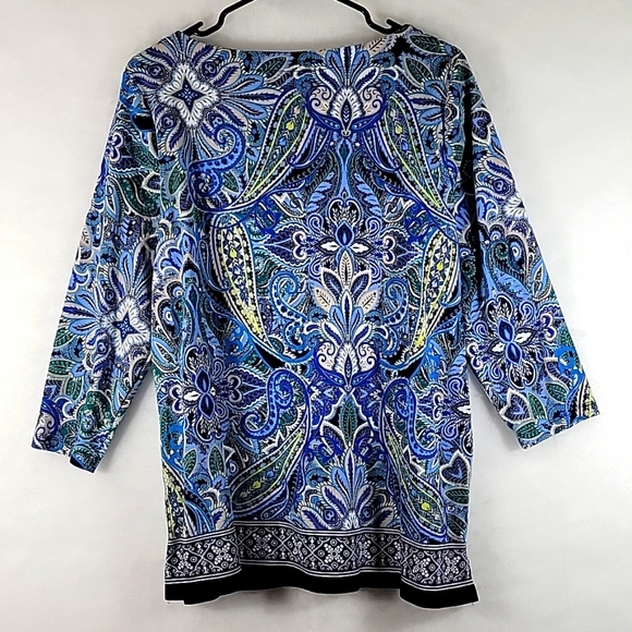 Raffaella Multicolored Paisley 3/4 Sleeve Top Size XXL - Picture 7 of 8